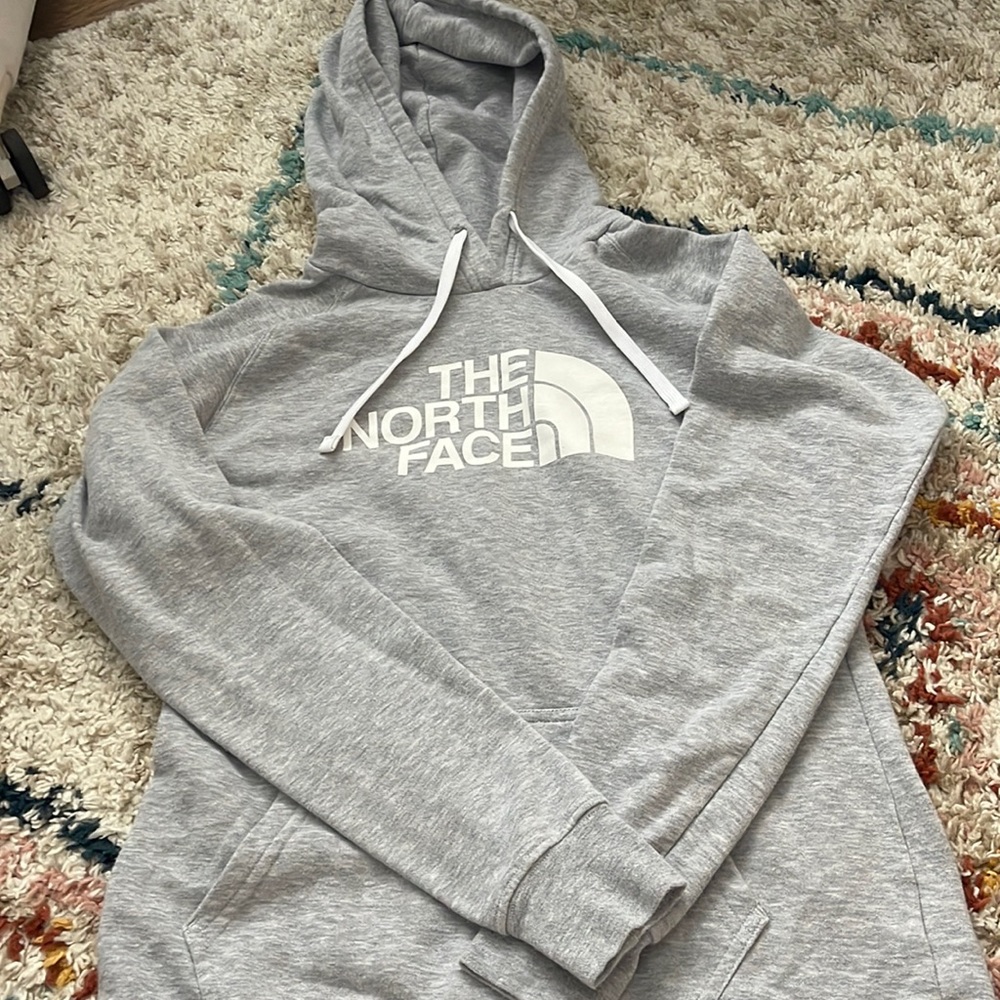 Gray North Face hoodie, amazing condition!